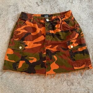 BDG Urban Outfitters Orange Camo Denim High Rise Skirt with Side Pockets